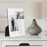 Elegant Wedding Vows Liebe Script Minimal Zwei Fot Fotoplatte<br><div class="desc">Neuer Herr & Frau Hochzeitstag Gelübde & Foto halten Foto-Plakette, um immer an Ihren besonderen Tag und Ihre Liebe und Versprechen an einander zu erinnern. Diese elegante Hochzeitstag-Sake-Plakette verfügt über eine schlichte, minimale 2-Foto-Anordnung, um Ihre eigenen Hochzeitstag-Fotos zu zeigen. "Liebe" Skripttypografie-Overlay mit eigenen besonderen Gelübden, die über dem Foto angezeigt...</div>