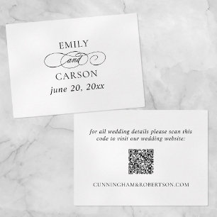Elegant Wedding Website QR Code Namen & Date Black Begleitkarte