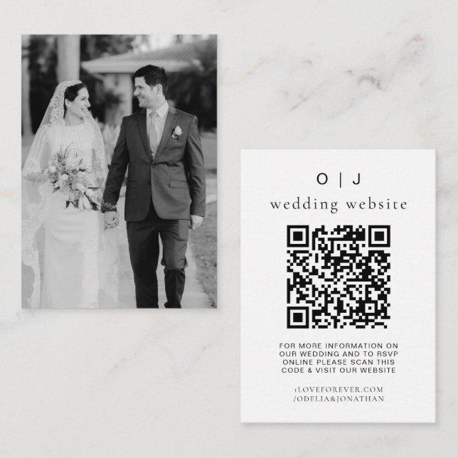 Elegant Wedding Website | UAWG QR-Code-Foto Begleitkarte (Vorne/Hinten)