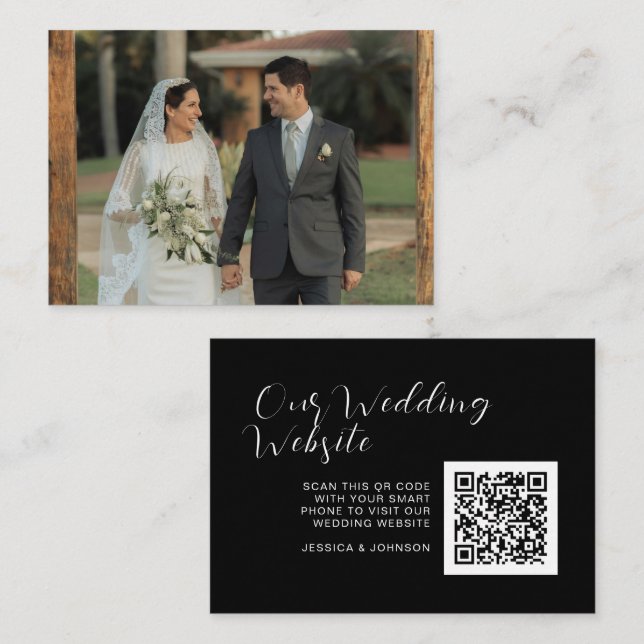 Elegant Wedding Website | UAWG QR-Code-Foto Begleitkarte (Vorne/Hinten)