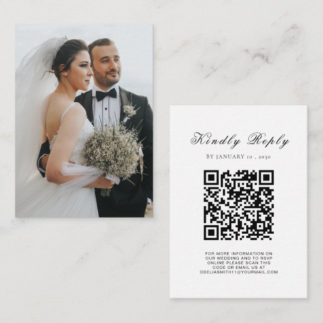 Elegant Wedding Website | UAWG QR-Code-Foto Begleitkarte (Vorne/Hinten)