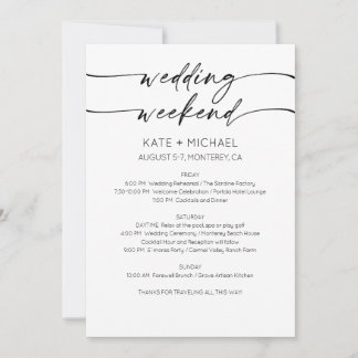 Elegant Wedding Weekend Itinerary Invitation Einladung
