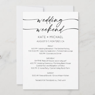 Elegant Wedding Weekend Itinerary Invitation Einladung