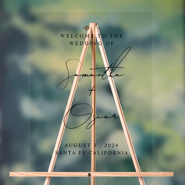 Elegant Wedding Welcome Sign Benutzerdefinierte Na Acrylschild (Neutral)