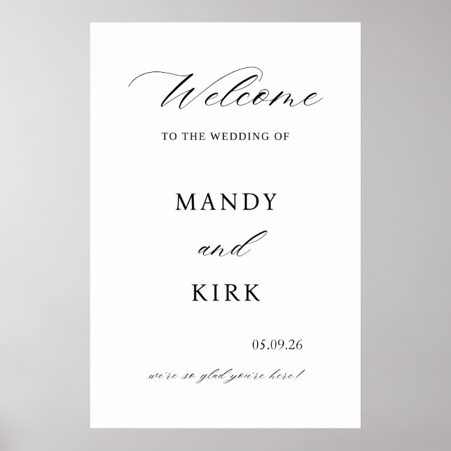 Elegant Wedding Welcome Sign Poster (Vorne)