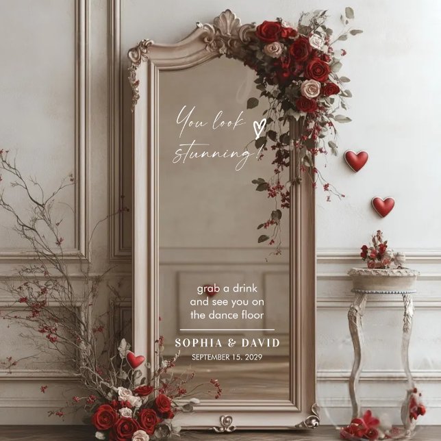 Elegant Wedding Welcome Sign Selfie Mirror Decal Fensteraufkleber (Von Creator hochgeladen)