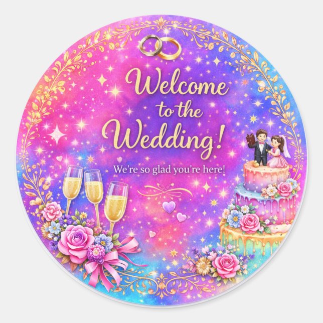 Elegant Wedding Welcome Sticker (Vorderseite)