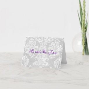 Elegant Wedding White Damask Dankeskarte