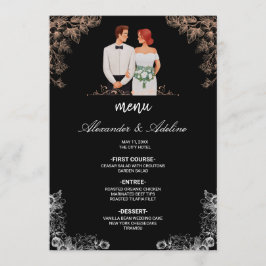 Elegant Wedding with Dark Floral  Menükarte