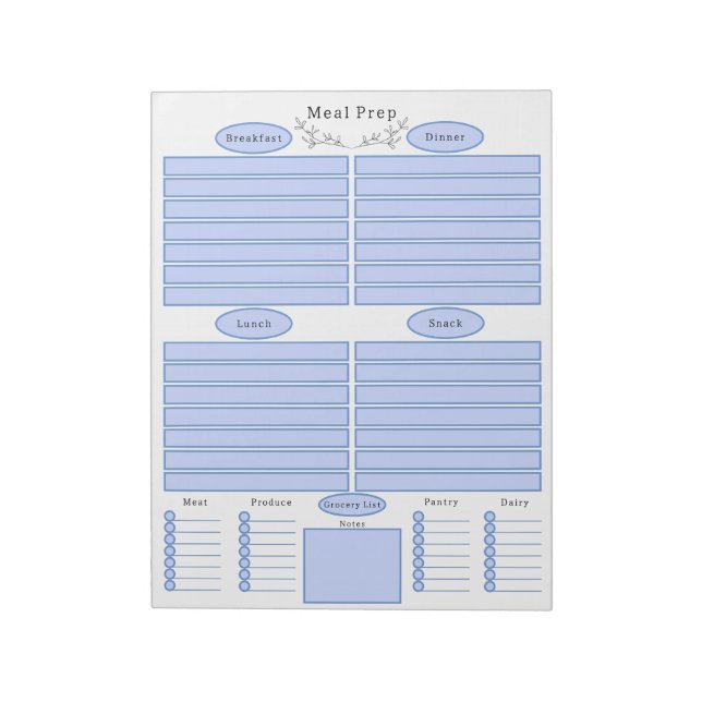 Elegant Weekly Meal Planner Shopping List Notepad Notizblock (Rotiert)