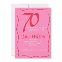 Elegant Weiblich 70. Pink & Roter Geburtstag 