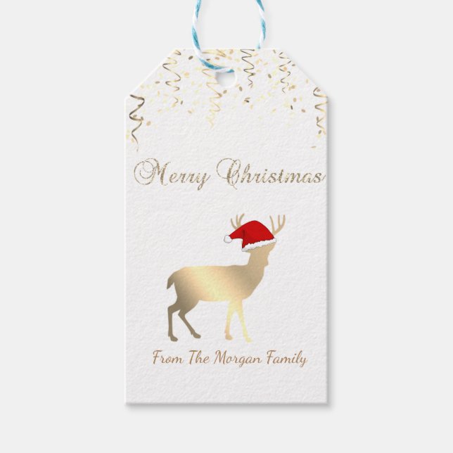 Elegant, Weihnachts-Rentier, Confetti Geschenkanhänger (Vorderseite)