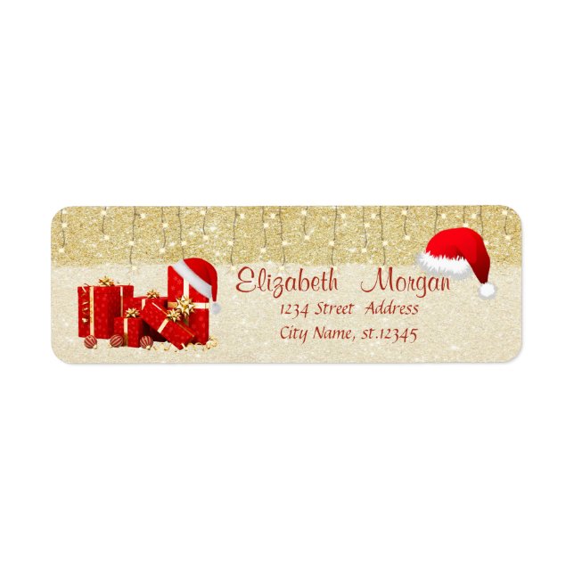 Elegant,Weihnachtsmannmütze,Geschenke,Gold Glitter (Vorne)