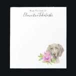 Elegant Weimaraner Hund Wasserfarbe | Name hinzufü Notizblock<br><div class="desc">Das ist ein Aquarellbild eines Weimaraner Hundes und einer rosa Lilie. Weimaraner ist ein großer Hund,  der früher für die Jagd gezüchtet wurde. Sie hat einen schönen silber- oder maus-grauen Mantel mit blauen Augen. Das hier wurde handgemalt auf dem warmgepressten Papier von Arches mit Daniel Smith Aquarellfarben.</div>