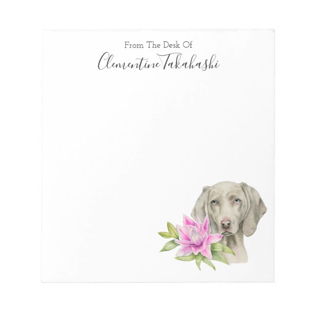 Elegant Weimaraner Hund Wasserfarbe | Name hinzufü Notizblock (Vorderseite)