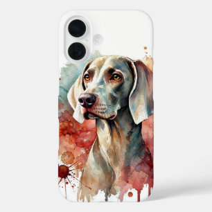 Elegant Weimaraner Wasserfarbe iPhone 16 Hülle