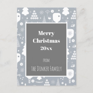 Elegant weiß & grau Frohe Weihnachten Postkarte