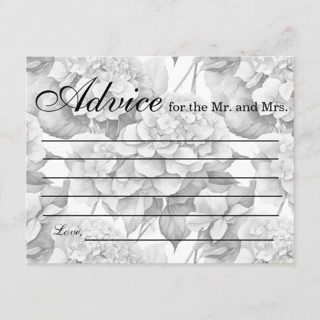 Elegant, weiß, grau, schwarz, blumenfarben begleitkarte (Vorderseite)