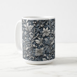 Elegant, weiß, grau und blumenreich kaffeetasse