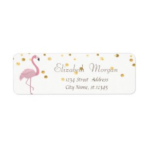 Elegant weiß, rosa Flamingo Fux Golden Foil Confet