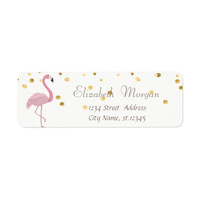 Elegant weiß, rosa Flamingo Fux Golden Foil Confet (Vorne)
