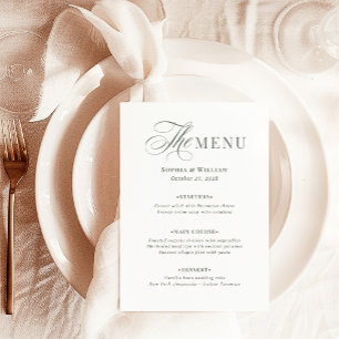 Elegant, weiß und grün Classic Luxe Menükarte