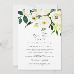 Elegant Weiße Florale Wir Tun Es Wieder Vow Renewa Einladung