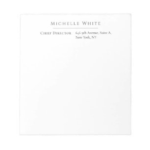 Elegant weißer, schlichter, professioneller modern notizblock