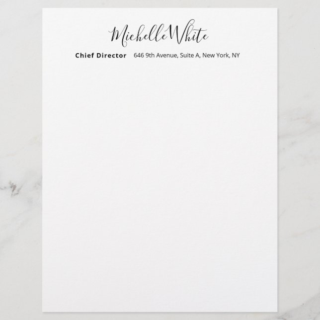 Elegant weißes modernes Profildesign Briefbogen (Vorderseite)
