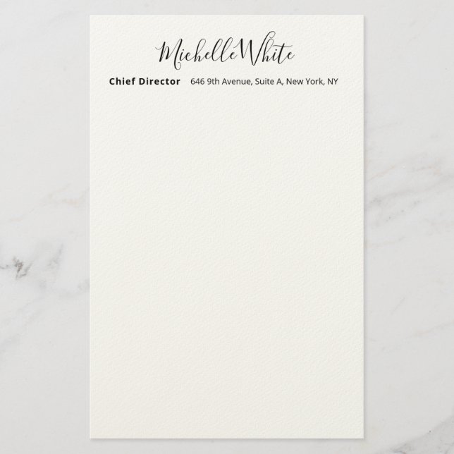 Elegant weißes modernes Profildesign Briefpapier (Vorderseite)
