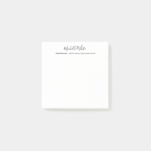 Elegant weißes modernes Profildesign Post-it Klebezettel (Vorderseite)