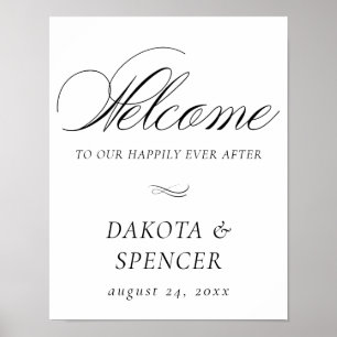 Elegant Welcome Black Calligraphy   Hochzeitsschri Poster