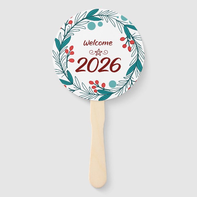 Elegant Welcome to 2026 - Festivals Laurel Wreath  Fächer (Vorderseite)