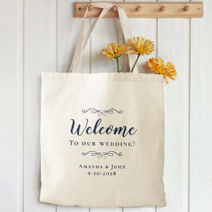 Elegant Welcome Wedding Hotel Guest Favor Blue Tragetasche