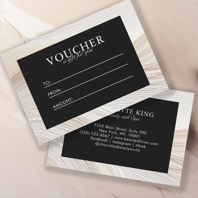 Elegant, Wellen, Salon, Gutschein, Geschenkgutsche (Personalized, elegant, waves, salon, voucher, beige, black, gift certificate.)