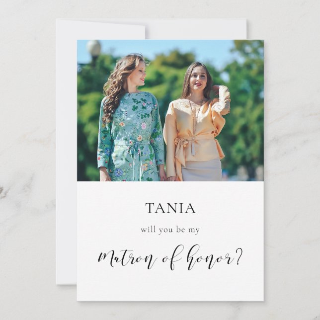 Elegant Werden Sie meine Ehrenkarte Foto-Karte Einladung (Vorderseite)