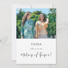 Elegant Werden Sie meine Ehrenkarte Foto-Karte Einladung