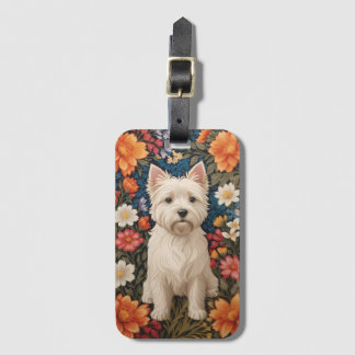 Elegant West Highland Terrier Colorful Floral Gepäckanhänger