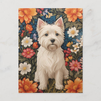 Elegant West Highland Terrier Colorful Floral Postkarte