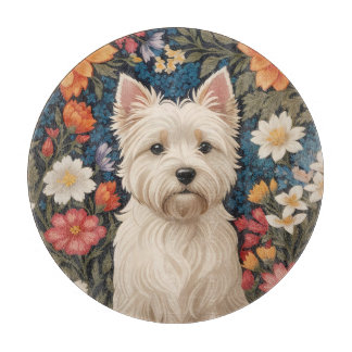 Elegant West Highland Terrier Colorful Floral Schneidebrett