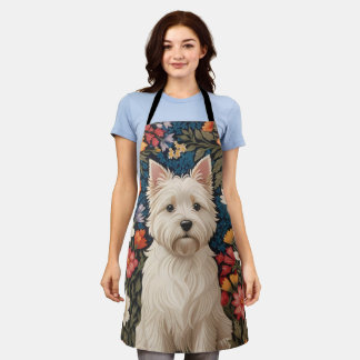 Elegant West Highland Terrier Colorful Floral Schürze
