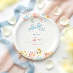 Elegant Whimsical Chic Handgezeichneter Brautbad Pappteller