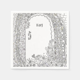 Elegant Whimsical Garden Door Wedding Serviette