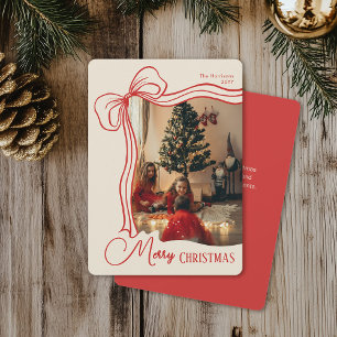 Elegant Whimsical Hand Drawn Red Bow Weihnachten
