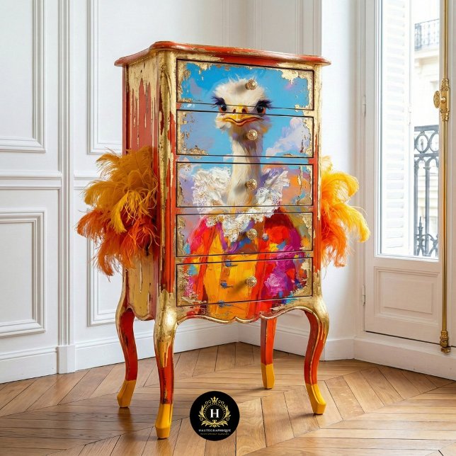 Elegant Whimsical Ostrich Decoupage Seidenpapier (Von Creator hochgeladen)