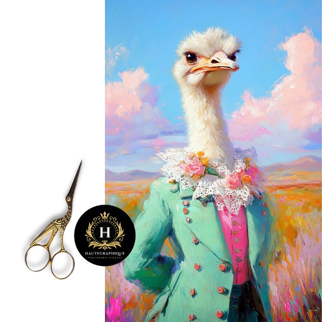 Elegant Whimsical Ostrich Decoupage Seidenpapier (Von Creator hochgeladen)