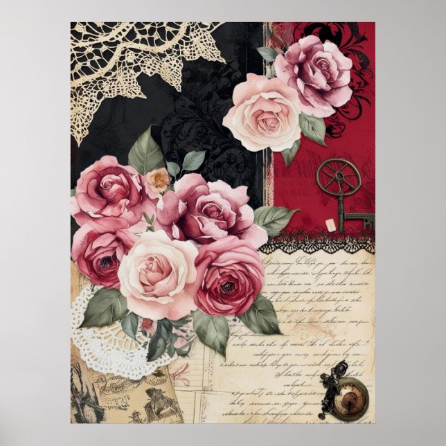 Elegant Whimsical Romantic Gothic Vintag Poster (Vorne)