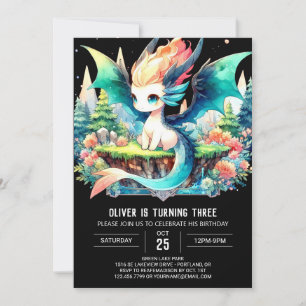 Elegant Whimsy Dragon Birthday Einladung