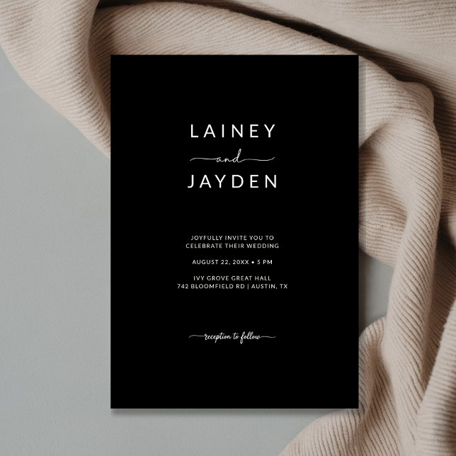 Elegant Whimsy Script Black Minimalistisch Wedding Einladung (Von Creator hochgeladen)