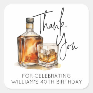 Elegant Whiskey Flasche Geburtstag Danke Sticker